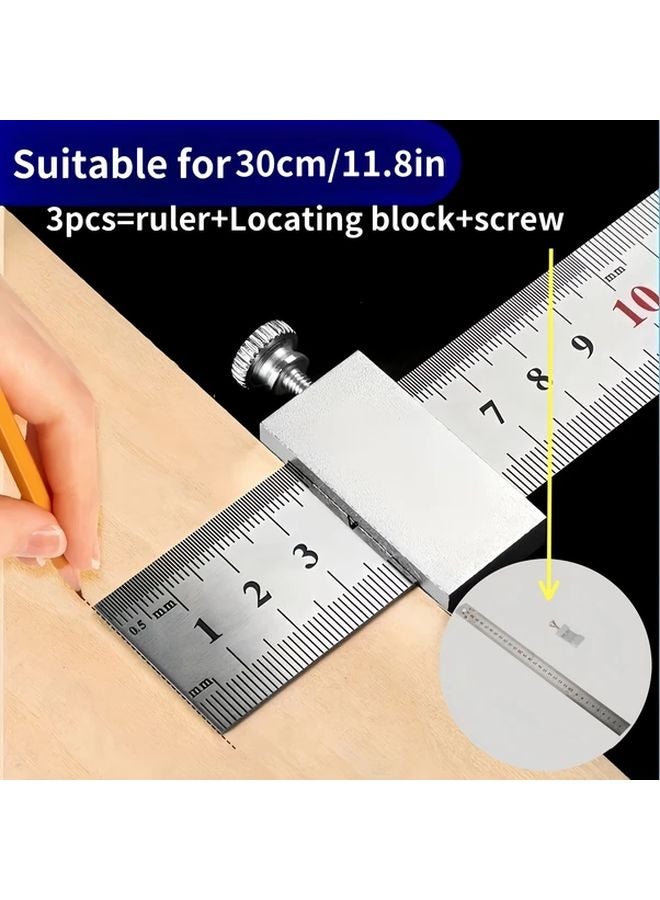 3pcs 11 81 Inch Aluminum Precision Positioning Rulers Stainless Steel Multifunctional Measuring Tools - Image 1