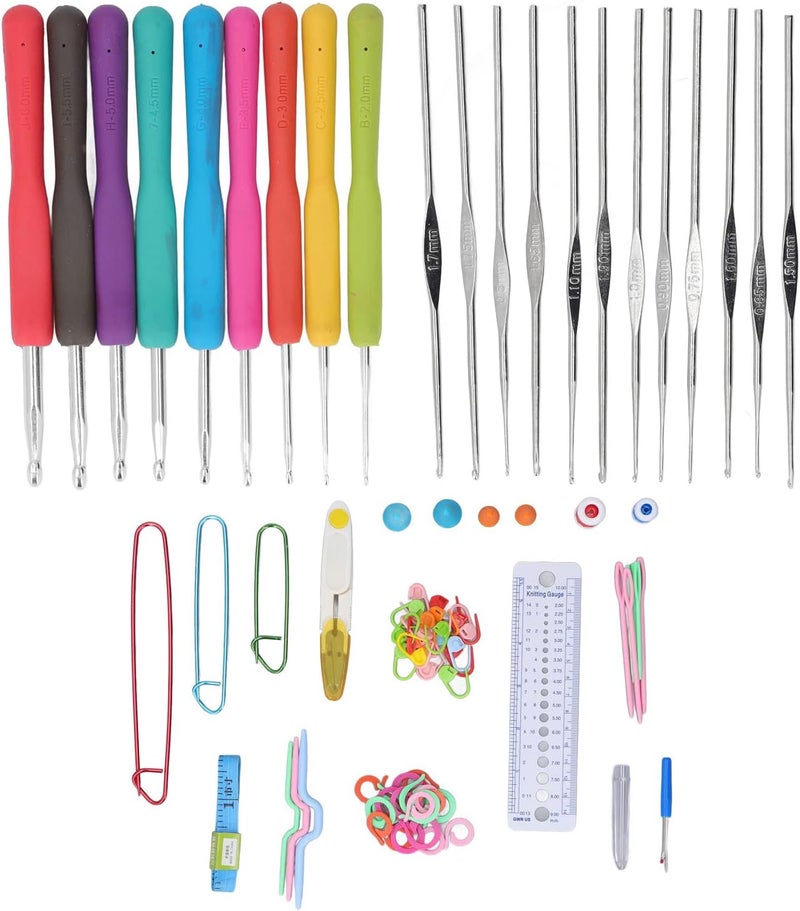 Spryflower Crochet Hooks Set with Comable Handle, Aluminum Crochet Brightly itting Tools for Beginners, Includes 21 Hooks, Ruler, ers, - Image 5