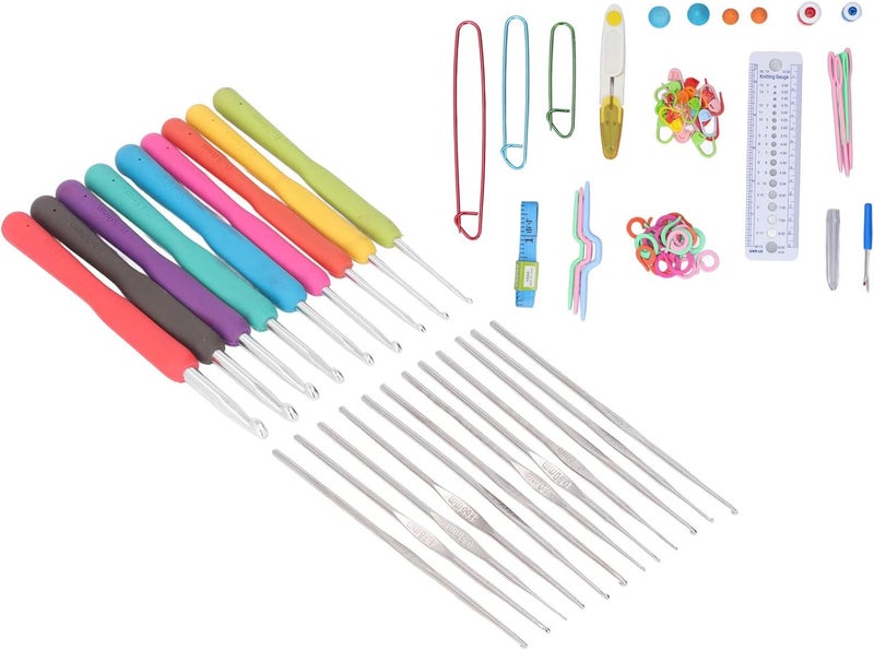 Spryflower Crochet Hooks Set with Comable Handle, Aluminum Crochet Brightly itting Tools for Beginners, Includes 21 Hooks, Ruler, ers, - Image 2