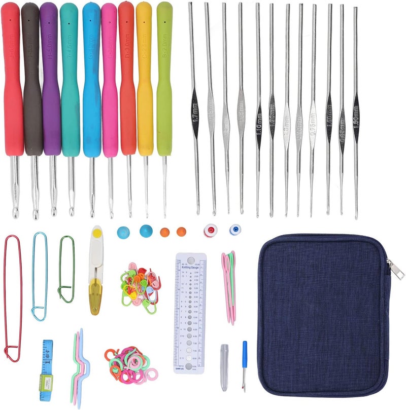 Spryflower Crochet Hooks Set with Comable Handle, Aluminum Crochet Brightly itting Tools for Beginners, Includes 21 Hooks, Ruler, ers, - Image 1