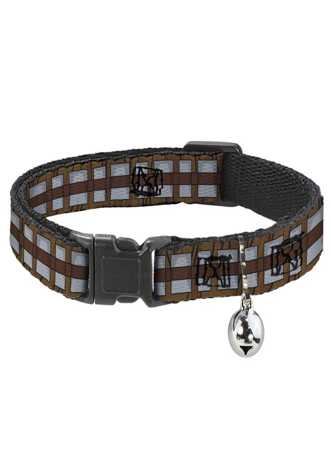 Buckle Down Star Wars Breakaway Cat Collar with Bell, Plastic Clip, Easy Adjustable, Star Wars Chewbacca Bandolier Bounding Browns Gray, 8.5 to 12 Inches 0.5 Inch Wide - Image 1