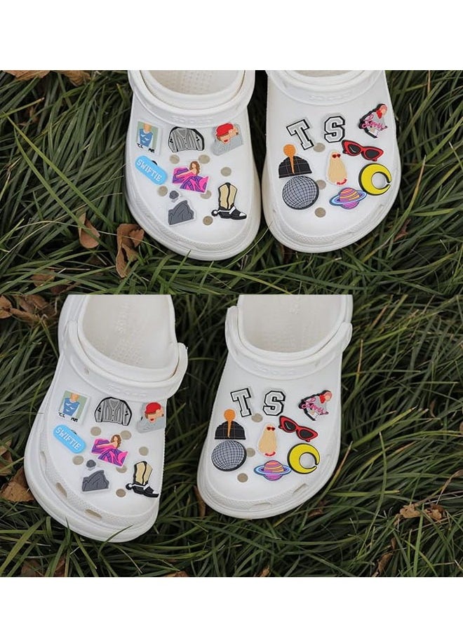 Swift 20 Pcs Random Different Crocs Charm For Shoe Buckle Party Favors ​Mini Charm Bracelet Wristband, Taylor Swift Inspired Decoration, Singer Inspired Decoration Music Lover Fans Gifts For Eras Tour  - Image 2