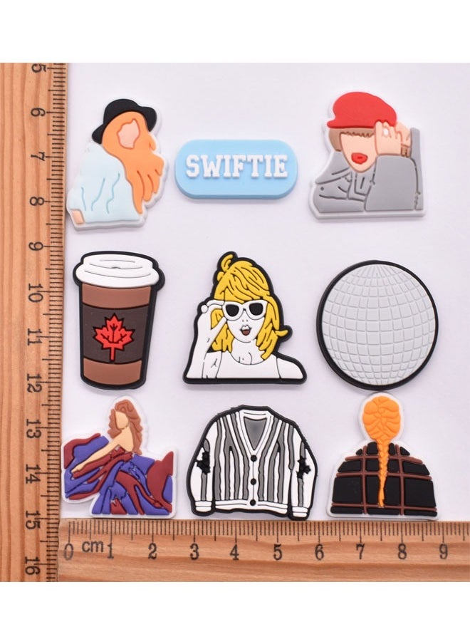Swift 20 Pcs Random Different Crocs Charm For Shoe Buckle Party Favors ​Mini Charm Bracelet Wristband, Taylor Swift Inspired Decoration, Singer Inspired Decoration Music Lover Fans Gifts For Eras Tour  - Image 4