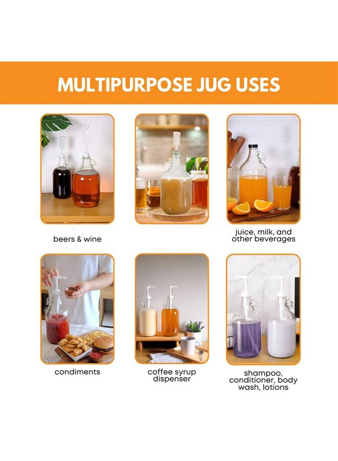 Clear 1 Gallon Glass Jug w/ Polyseal Caps | Pack of 4 | Food Grade – BPA Free Glass for Fermentation, Storage & Brewing | 128oz Large Jug for Home Brewing, Kombucha, Wine & Beer - Image 5