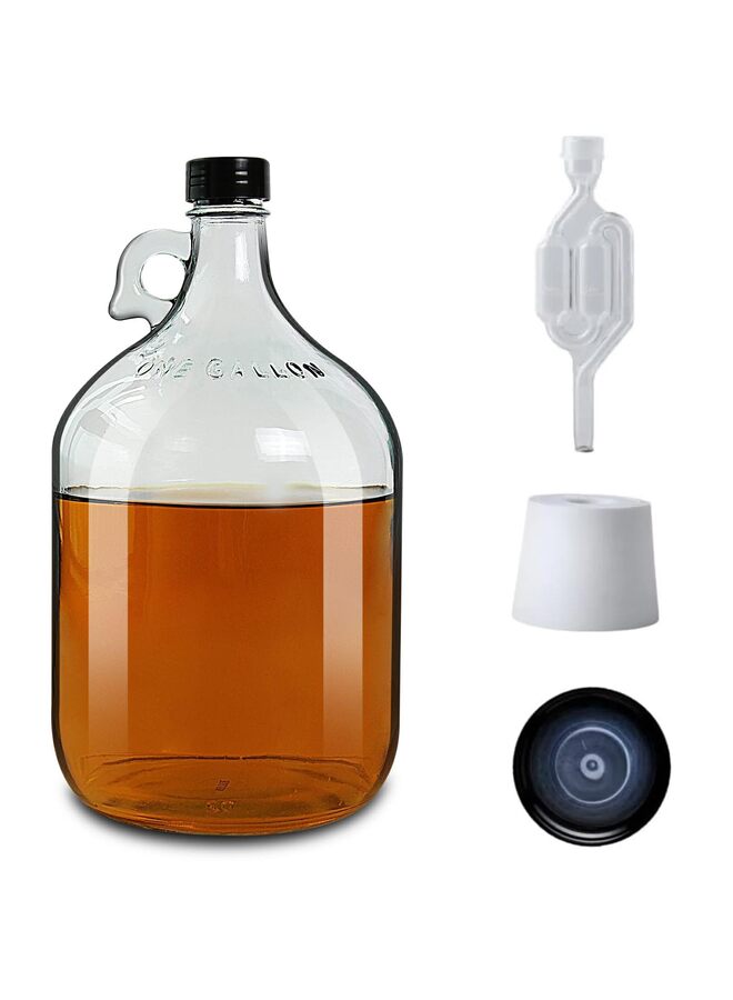 Clear 1 Gallon Glass Jug w/ Polyseal Caps | Pack of 4 | Food Grade – BPA Free Glass for Fermentation, Storage & Brewing | 128oz Large Jug for Home Brewing, Kombucha, Wine & Beer - Image 1