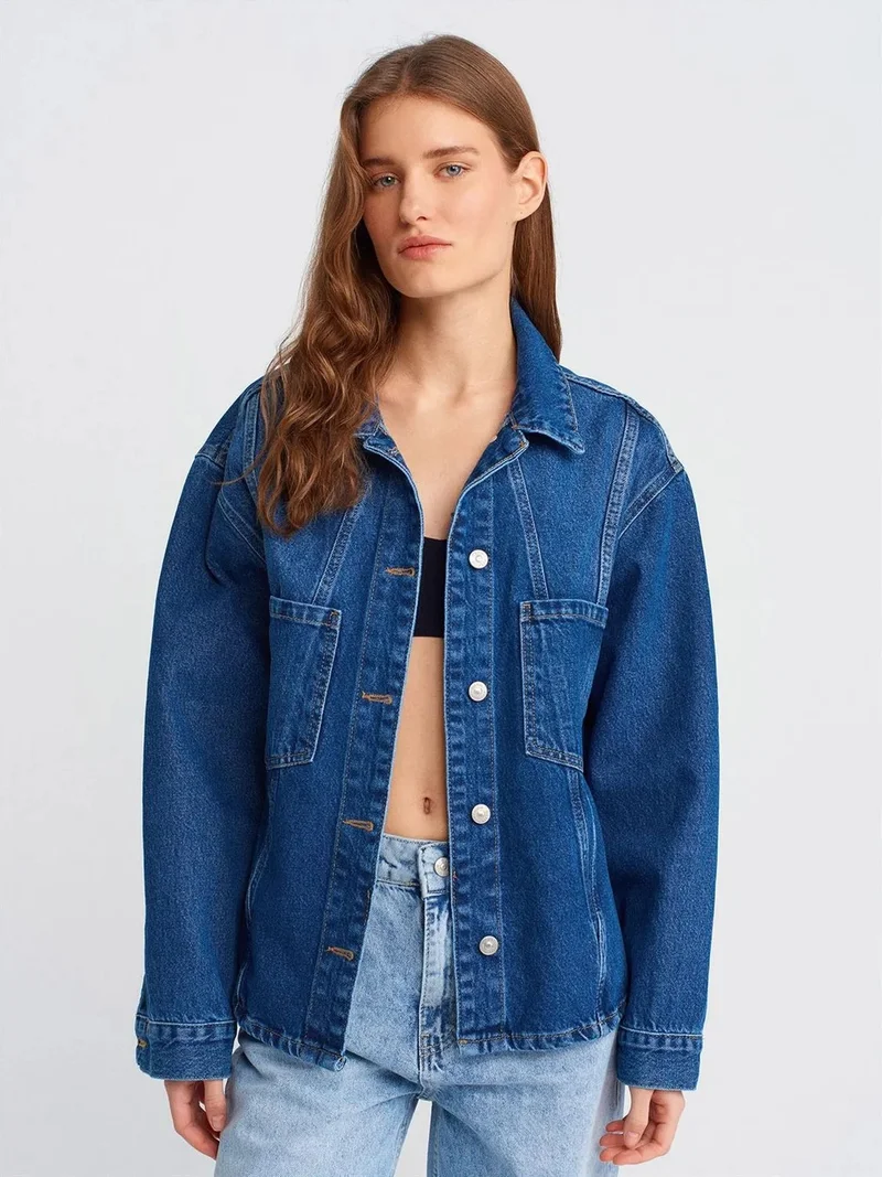 ديلفين DILVIN Oversized Cotton Denim Shirt