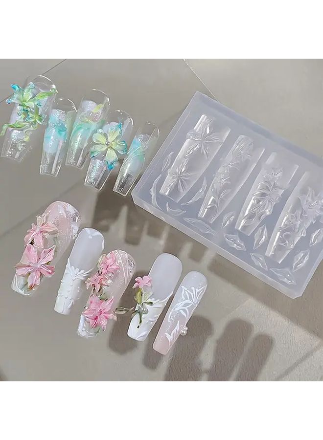 Lotus Flower Silicone Nail Art Mold AM 210 Transparent DIY Nail Design - Image 1