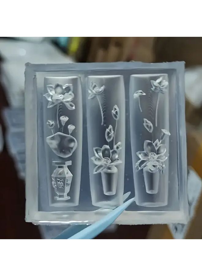 Lotus Flower Silicone Nail Art Mold AM 210 Transparent DIY Nail Design - Image 3