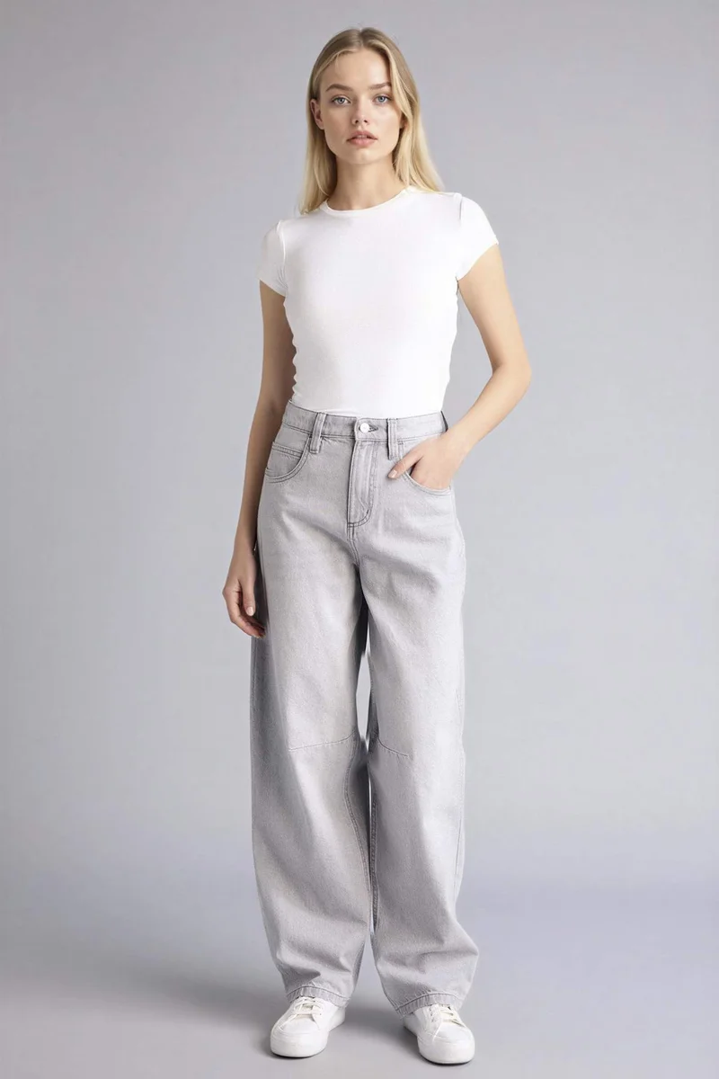 Baggy Fit Regular Leg High Waist Jeans