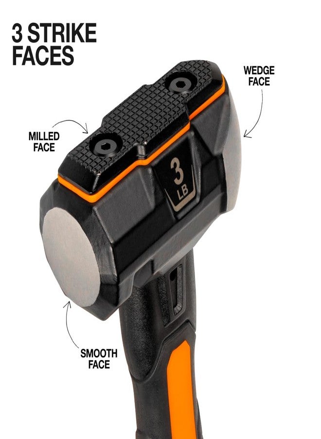 Klein Tools H80603 Sledgehammer, 3-Pound Wedge Hammer with Fiberglass Handle, Heavy-Duty, Shock-Resistant Design for Striking and Demolition, Includes Lanyard Hole - Image 2