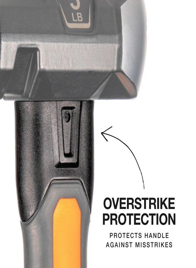 Klein Tools H80603 Sledgehammer, 3-Pound Wedge Hammer with Fiberglass Handle, Heavy-Duty, Shock-Resistant Design for Striking and Demolition, Includes Lanyard Hole - Image 3
