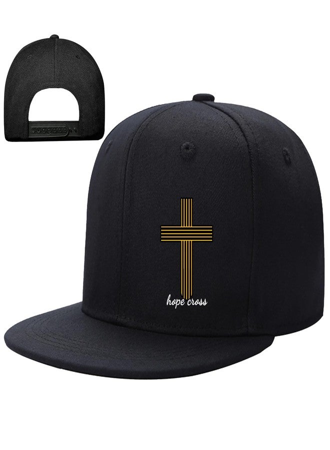 FACITE Christian Snapback Hats for Men Jesus Cross Flat Bill Hats for Men Women Black Baseball Cap for Mens Adjustable Fitted Cool Hip Hop Cap Workout Trucker Dad Caps Christmas Christ Gifts - Image 1