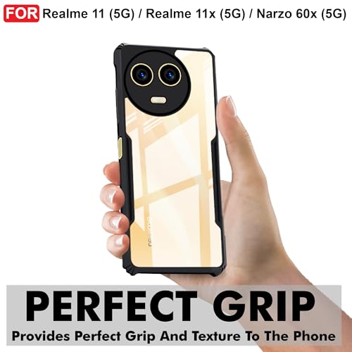 CEDO Backcover for Realme 11/ Realme 11x/ Narzo 60x (5G) | Camera Protection Shockproof Bumper-Edge | Acrylic Crystal Clear 360 Degree Protection TPU+PC | Transparent Eagle Back Case Cover (Black) - Image 2