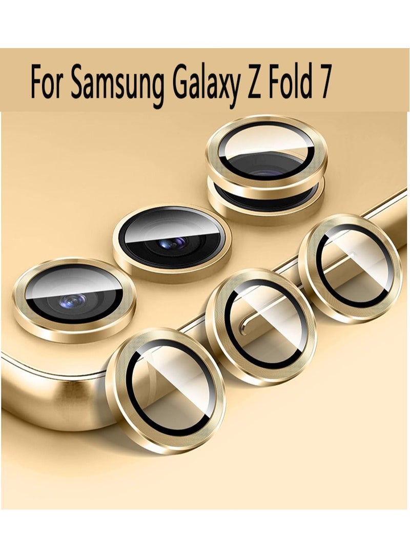 Compatible with Samsung Galaxy Z Fold 7 camera lens protector, Metallic texture style tempered glass camera lens cover Galaxy Z Fold 7 [Metal CD cable]- Gold  - Image 1