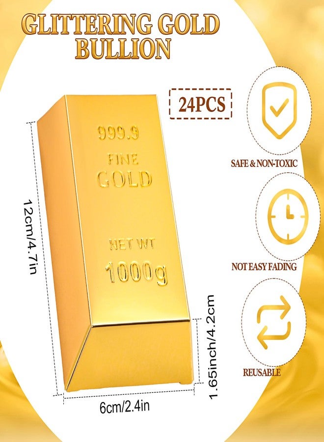 Honoson 24 Pcs Gold Bar Fake Gift Box Foil Gold Bar Party Favor Boxes Paper Golden Favor Boxes Treasure Brick for Pirate Casino Theme Party Decorations Candy Chocolate Box 5.5 x 3.2 Inches - Image 2