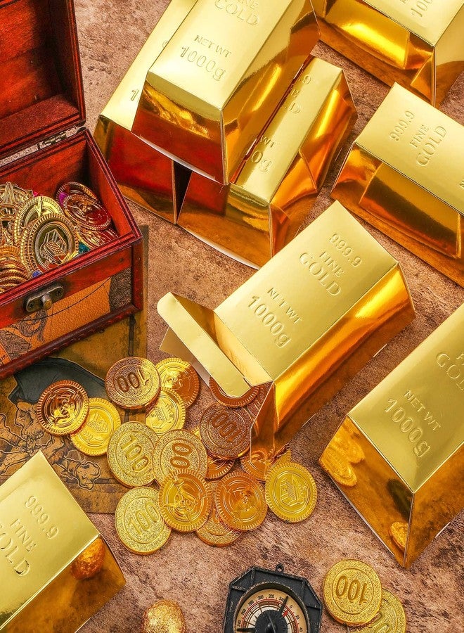 Honoson 24 Pcs Gold Bar Fake Gift Box Foil Gold Bar Party Favor Boxes Paper Golden Favor Boxes Treasure Brick for Pirate Casino Theme Party Decorations Candy Chocolate Box 5.5 x 3.2 Inches - Image 4
