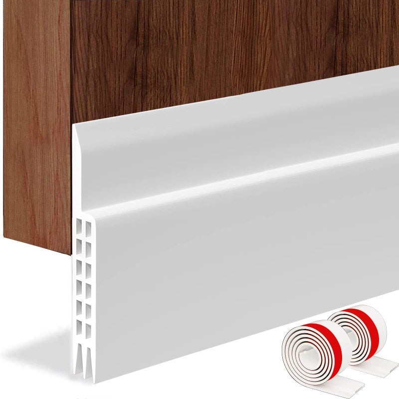 New Upgrade Huge Gap Door Draft Stopper 34 W Widened Door Sweep Seal Gap Up to 18 for Interior Exterior Doors Keeping Draft Noise Dust and Unwanted Animals Out34 W x 39 LWhite2PACK