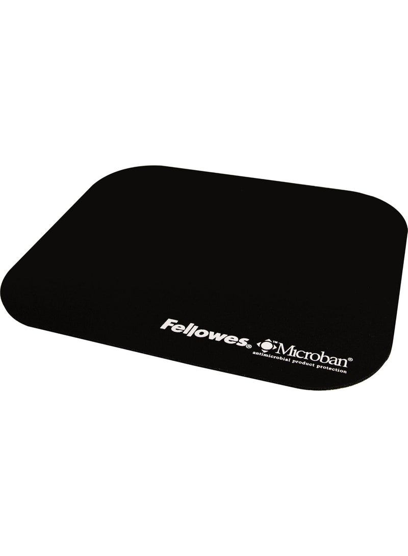 Fellowes 5933901 Mouse Pad w/Microban, Nonskid Base, 9 x 8, Black (FEL5933901), 8" x 9" x 0.1" - Image 1