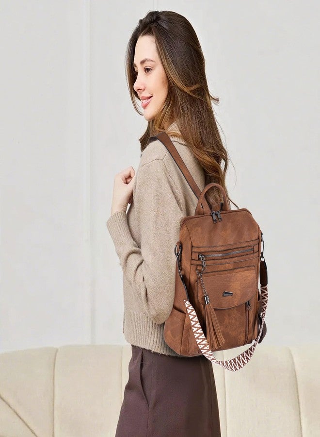 GAEKEAO Backpack Purse for Women Fashion Designer Ladies PU Leather Shoulder Bag Convertible Handbags for Travel Daily Use College Brown - Image 3