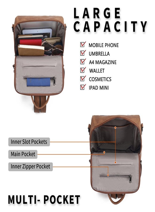 GAEKEAO Backpack Purse for Women Fashion Designer Ladies PU Leather Shoulder Bag Convertible Handbags for Travel Daily Use College Brown - Image 4