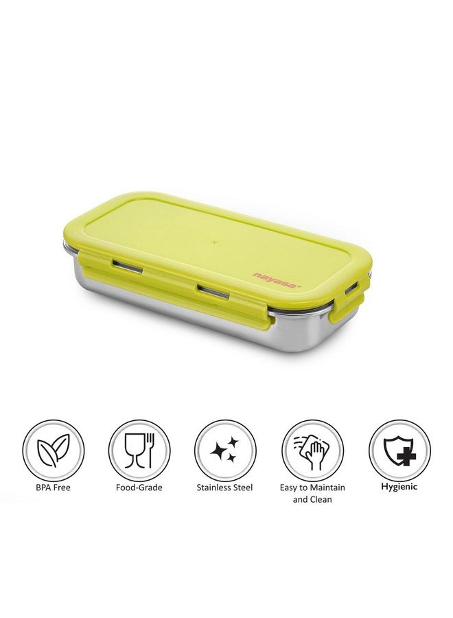 Nayasa Eco Roti Lunch Box - 580 Ml, Stainless Steel Kids Lunch Box with Four Side Clip& Inside Removable Round Container, Leakproof, Light Weight, Easy to Carry, Ideal for Kids & Adults, Green - Image 4