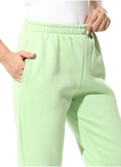 Andora Elastic Waist Fleeced Pants_Lime Green  - Image 4