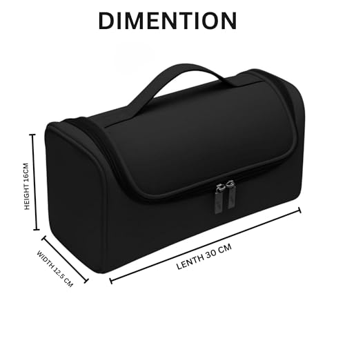 Gowloz Hair Styling Tools Organizer Bag – Heat Resistant Travel Storage Case with Hanging Hook | Large Capacity Hair Dryer, Straightener, Curling Iron Holder with Compartments (Black) - Image 2