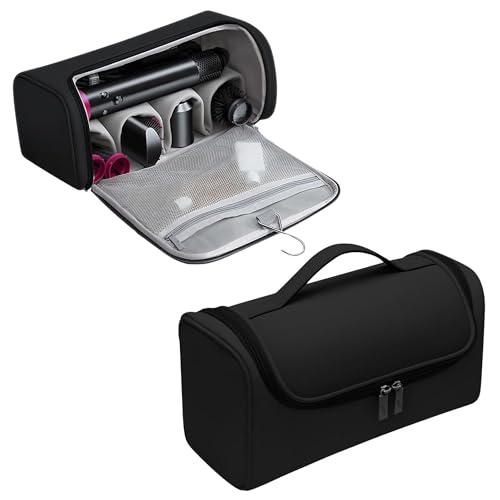 Gowloz Hair Styling Tools Organizer Bag – Heat Resistant Travel Storage Case with Hanging Hook | Large Capacity Hair Dryer, Straightener, Curling Iron Holder with Compartments (Black) - Image 1