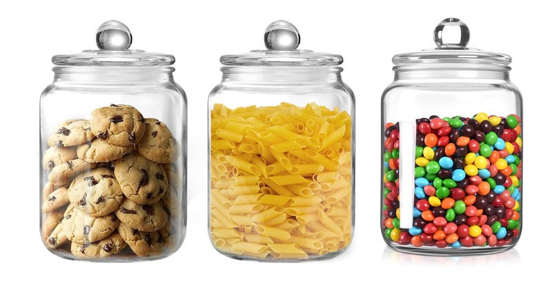 bellemax Pop Glass Jar and Container With Airtight Silicone Seal Lid, Glass Jars For Kitchen Storage, Food Storage Containers For Spices, Dry Foods, Honey, Aachar (1100ML, Set of 3) - Image 1