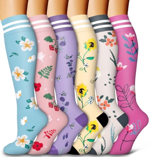Bluemaple 6 Pack Copper Compression Socks for Women and Men Circulation-Best Support for Medical, Running,Nursing,Athletic - Image 1