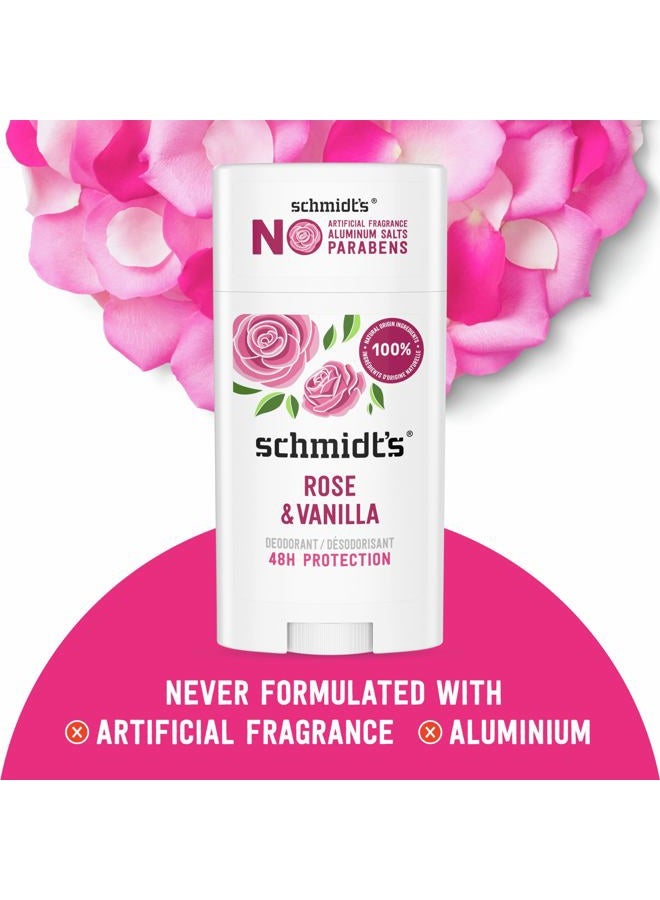 schmidt's Aluminum-Free Vegan Deodorant Rose & Vanilla with 24 Hour Odor Protection 2 Count for Women and Men, Natural Ingredients, Cruelty-Free, 2.65 oz - Image 3
