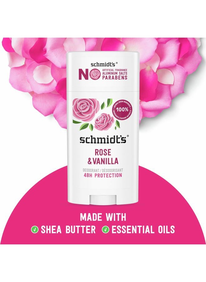 schmidt's Aluminum-Free Vegan Deodorant Rose & Vanilla with 24 Hour Odor Protection 2 Count for Women and Men, Natural Ingredients, Cruelty-Free, 2.65 oz - Image 2