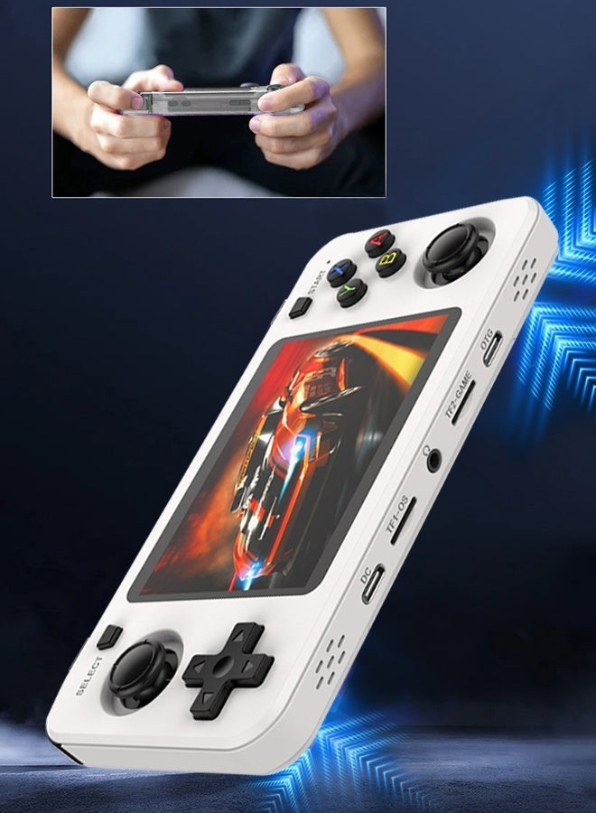  أمباون وحدة تحكم ألعاب محمولة R36H بنظام Linux مفتوح المصدر، وحدة معالجة مركزية Cortex-A35، بطاقة TF سعة 128 جيجابايت تأتي مع أكثر من 30000 لعبة كلاسيكية، شاشة IPS مقاس 3.5 بوصة، لعبة محمولة كلاسيكية (أبيض) - Image 5