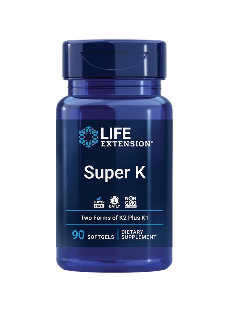 Life Extension Super K – Vitamin K1 and Two Forms of K2 for Bone, Heart, and Arterial Health - Gluten-Free, Once Daily, Non-GMO - 90 Count (Pack of 1) - Image 1