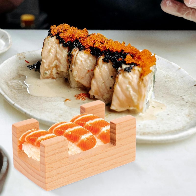 Japanese Style Sushi Hand Roll Stand Wooden Urchin Sushi Holder with Flat Grip Ends Food Display Plate for Restaurant and Home Dining - Image 5