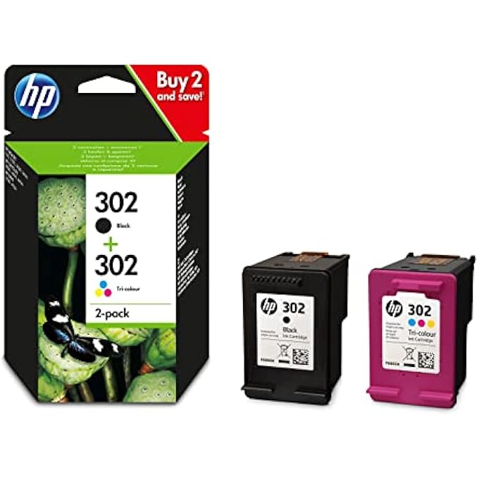 HEWLETT PACKARD DESKJET 2132 ORIGINAL PRINTER CARTRIDGES INK CARTRIDGE 302 MULTIPACK F6U65AE INK CARTRIDGES SET X4D37AE 1X BLACK F6U66AE 1X COLOUR F6U65AE - Image 1