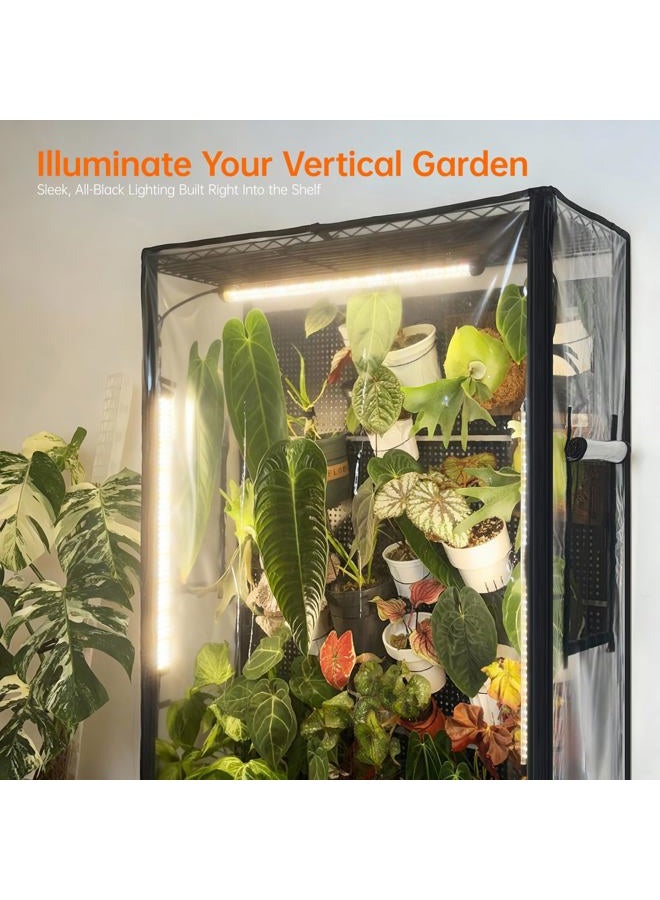 Bstrip Indoor Greenhouse with Grow Light & 4 Pegboard, Mini Green House with Adjustable Rack and Wheels, 4 x 24W Full Spectrum Grow Light Strip for Foliage Plants, Seedling, 35.4"x13.8"x71" - Image 4