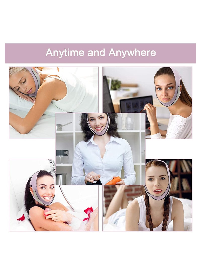 KASTWAVE Double Chin Reducer Face Slimming Strap Pain-Free V-Line Chin Cheek Lift Up Band Face Shaper Band for Anti Aging Wrinkle Reducing Double Chin Anti Snoring (Pink)  - Image 2