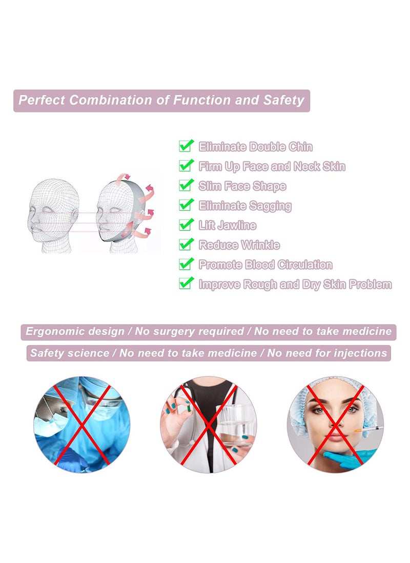 KASTWAVE Double Chin Reducer Face Slimming Strap Pain-Free V-Line Chin Cheek Lift Up Band Face Shaper Band for Anti Aging Wrinkle Reducing Double Chin Anti Snoring (Pink)  - Image 3