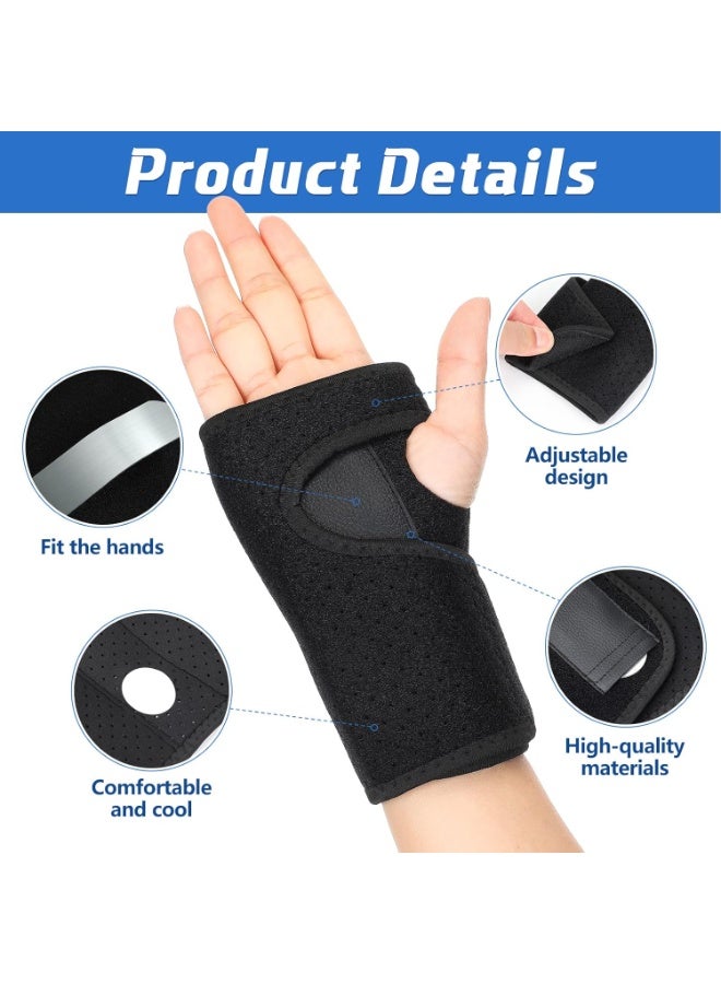 2 Pieces Carpal Tunnel Wrist Brace for Night Wrist Sleep Supports Splints Stabilizer and Hand Brace Cushioned to Help with Carpal Tunnel Pain Relief Universal Adjustable Fit(Breathable Style,Black) - Image 3