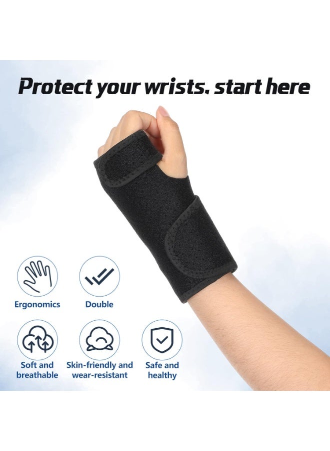 2 Pieces Carpal Tunnel Wrist Brace for Night Wrist Sleep Supports Splints Stabilizer and Hand Brace Cushioned to Help with Carpal Tunnel Pain Relief Universal Adjustable Fit(Breathable Style,Black) - Image 5
