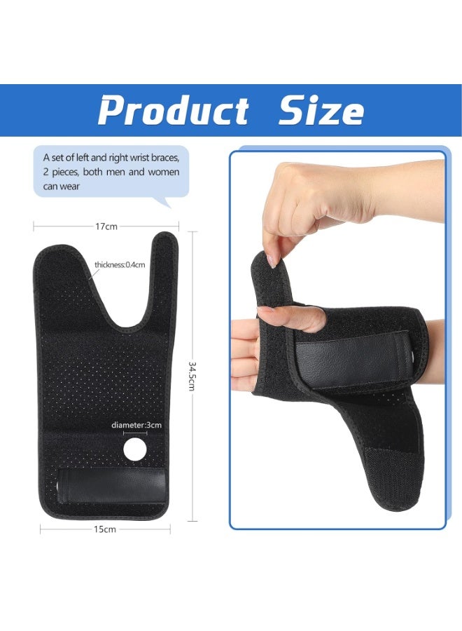2 Pieces Carpal Tunnel Wrist Brace for Night Wrist Sleep Supports Splints Stabilizer and Hand Brace Cushioned to Help with Carpal Tunnel Pain Relief Universal Adjustable Fit(Breathable Style,Black) - Image 2