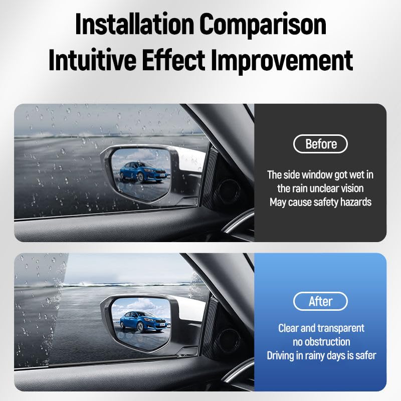 KIDWILL 2pcs Silicone Car Side Mirror Rain Visor Strip – Waterproof Car Window Wiper Guard, Anti-Rain Protection Strip for Mirrors & Windows, Clear Driver & Passenger Window Vision, Car Rubber Blade - Image 3