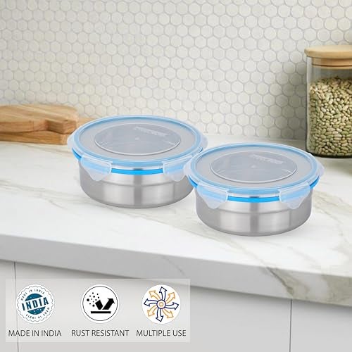 STEELLOCK Stainless Steel Airtight Container with Lid | Leakproof, BPA-Free, Durable Kitchen Storage | Multipurpose Food Storage Containers for Kitchen | SL-1401-set of 2, 750ml each, Blue - Image 4