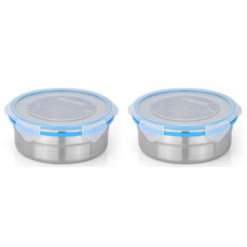 STEELLOCK Stainless Steel Airtight Container with Lid | Leakproof, BPA-Free, Durable Kitchen Storage | Multipurpose Food Storage Containers for Kitchen | SL-1401-set of 2, 750ml each, Blue - Image 1