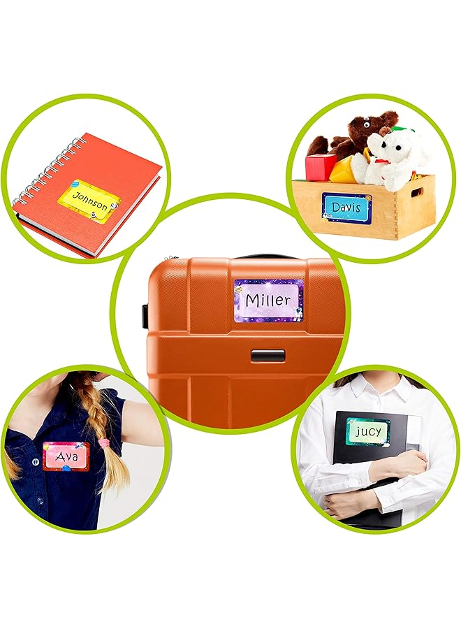 erorex 300 Pcs Name Tag Label Sticker Galaxy Themed In 6 Designs With Perforated Line For School Office Home 3.5 Inch X2.2 Inch Each - Image 3