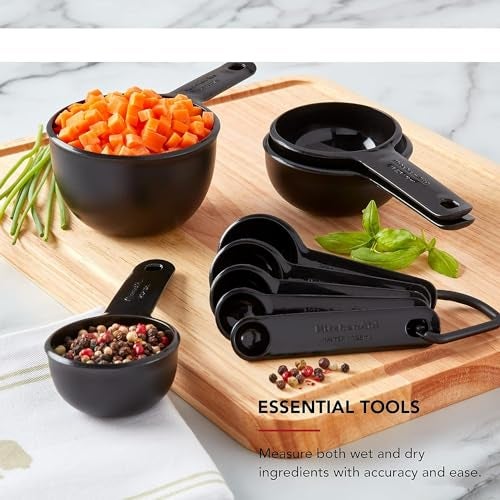 FINALITY 8-Piece Food Grade Plastic Black Measuring Cups and Spoons - Spoon Set for Kitchen Rice, Spice Jars, Measurement Cup & Small Measuring Spoons Set for Precision - Image 4