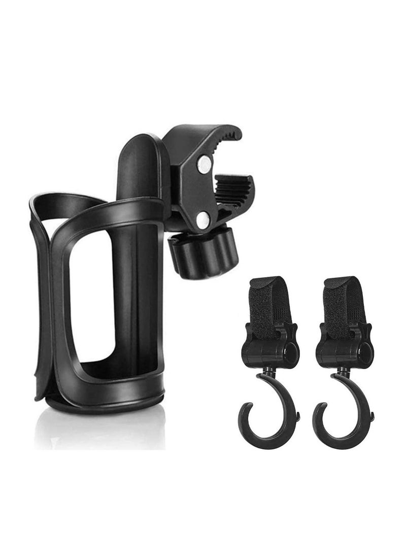 KASTWAVE Cup Holder,Parent Cup holder, Bottle Holder, 360 Degree Universal with 2 Hooks 1 Carriage Clamp,Used for Trolley, Bicycle, Wheelchair, Baby Stroller - Image 1