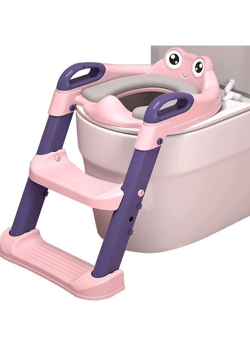 Gonice - Toddler Toilet Seat with Adjustable Step Stool Ladder,2 in 1 Foldable Kids Toilet Training Seat - Image 1