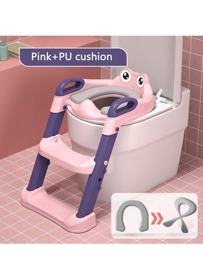 Gonice - Toddler Toilet Seat with Adjustable Step Stool Ladder,2 in 1 Foldable Kids Toilet Training Seat - Image 1